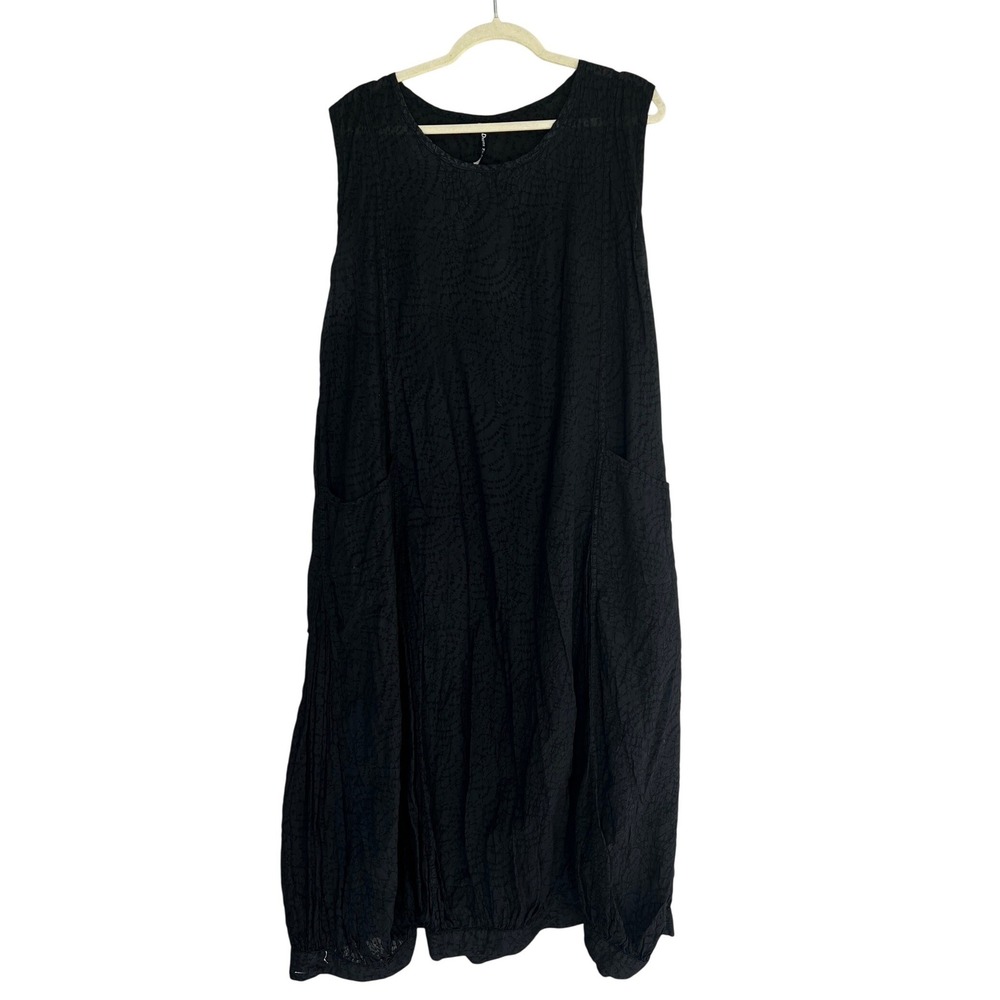 Dress To Kill Black Textured Sleeveless Midi Dress One Size Lagenlook Bubble Hem